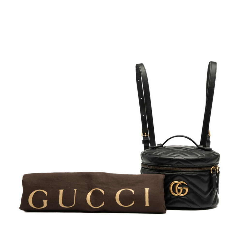 GUCCI Black Leather GG Marmont Backpack - Picture 7 of 7